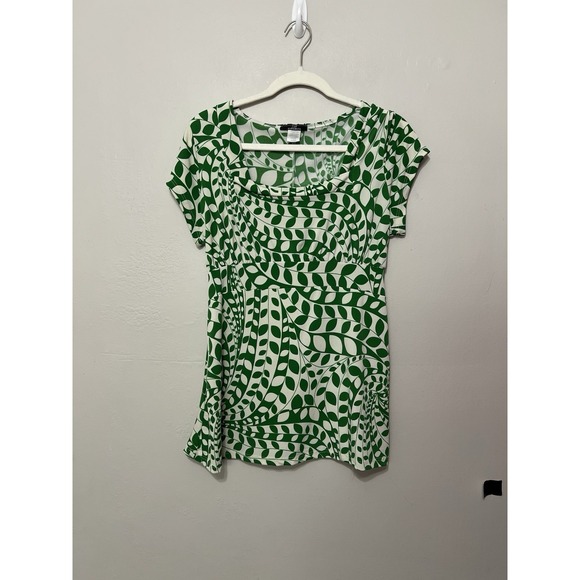 Dynamite Tops - Vintage‎ 90s Y2K Milkmaid Babydoll Tie Back Coquette Fairy Forest Leaf Print XL